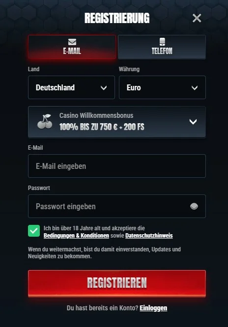 Glorion Casino registracia