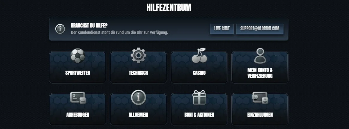 Glorion Casino Support und Kontakt